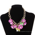 fashion 2015 women chain necklace metal flowers pearl necklaces designs